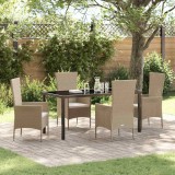 vidaXL Set de masă pentru grădină cu pernă 5 pcs Bej poliratan