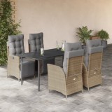vidaXL Set mobilier pentru grădină, 5 piese, cu perne, bej, poliratan 3213451