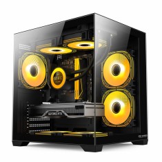 Carcasa Noua Pro Gaming Ambra Black Cube, Middle Tower, ATX, Fara Sursa, 5x Fan ARGB, Controller ARGB, Telecomanda NewTechnology Media