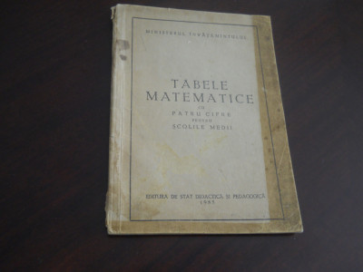 Tabele matematice cu patru cifre pentru scolile medii,1955 foto