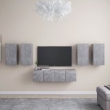 VidaXL Set de dulapuri TV, 6 piese, gri beton, lemn prelucrat