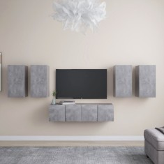 vidaXL Set dulapuri TV, 6 piese, gri beton, PAL foto