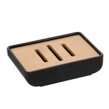 Cumpara ieftin Săpuniera Plastic / Bambus Dreptunghi &ndash; Neagră
