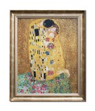 Cumpara ieftin Tablou celebru The Kiss pictat manual inramat, Sarutul, 60x50cm ulei pe panza, reproducere Gustav Klimt