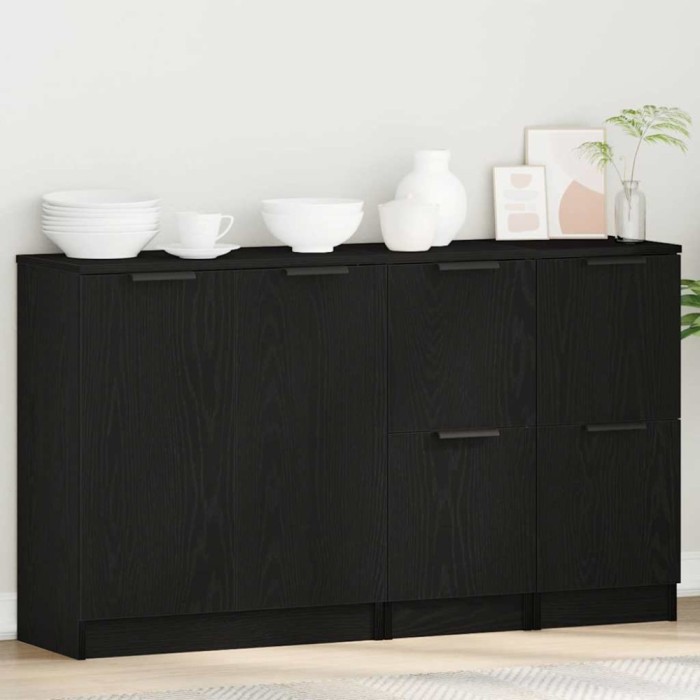 Bufet Stejar Negru 180 x 30 x 70 cm Lemn compozit