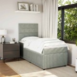 vidaXL Pat continental cu saltea, gri deschis, 80x200 cm, catifea