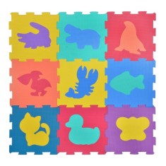 Mocheta tip puzzle pentru podea cu animale, suprafata 0.86 m patrati, multicolor, 9 buc foto