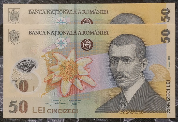 Bancnota 50 lei 2018 (2020) - serii consecutive - (aUNC)