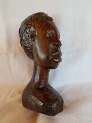 Statueta africana originala din lemn masiv de abanos - cap de barbat t foto