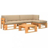 vidaXL Set mobilier paleți, 4 piese, maro miere, lemn de pin tratat 3066808