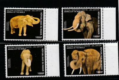 Niger 2016-Fauna,Animals of the World,Elefanti,serie 4 val dant.,MNH,Mi.4717-20 foto