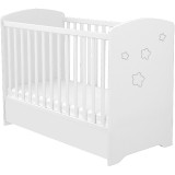 Cumpara ieftin Patut copii din lemn cu sertar Hubners Matei 120x60 cm alb cu stelute