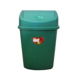 Cos de gunoi S-Home din plastic, forma dreptunghiulara, verde, cu capac batant, 55L, DD02, Lotus