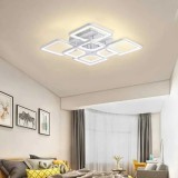 Lustra LED ZOE 135W cu telecomanda, 8 patrate, dimabila, lumina calda/neutra/rece, alb