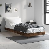 VidaXL Cadru pat fără saltea, stejar fumuriu 75x190 cm lemn prelucrat