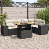 Cumpara ieftin Gossi set mobilier de gradina cu perne, 6 piese, negru, poliratan