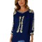 Bluza tip ie traditionala dama DEC, bleumarin/auriu , marimea 3XL