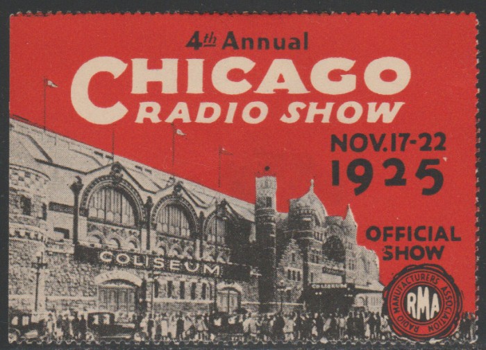 1925 SUA - Vigneta Expozitia Radio Chicago - Casa discuri RMA, vinieta straina