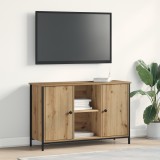 VidaXL Dulap TV, stejar negru, 101x35x65 cm, lemn prelucrat &amp; oțel