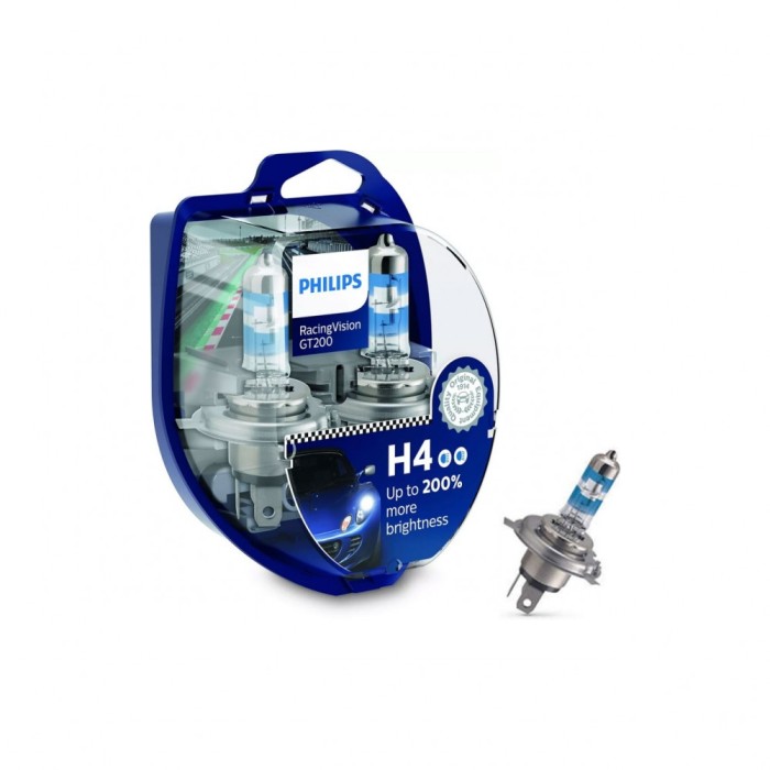 Set 2 Becuri auto PHILIPS Racing Vision GT200 H4 12V , Cod: 00575528