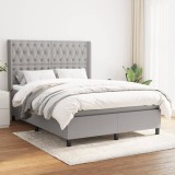 Gossi pat box spring cu saltea, gri deschis, 140x190 cm, textil