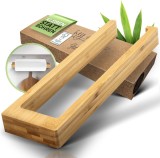 Suport pentru rola hartie de bucatarie Gl&uuml;ckstoff&reg;, lemn de bambus, natur, 31 x 9,4 x 7,62 cm