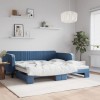 VidaXL Pat de zi cu extensie, albastru, 100x200 cm, catifea