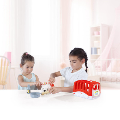 Catelus cu cusca si accesorii - Rosu PlayLearn Toys foto