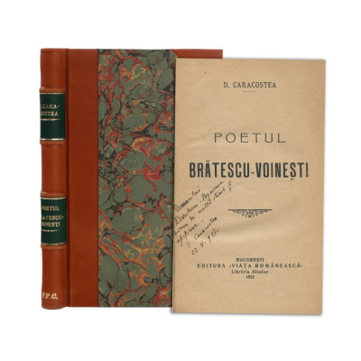 D. Caracostea, Poetul Brătescu-Voinești, 1921, cu dedicație foto