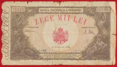 Bancnota 10 000 LEI 20 decemvrie 1945 foto