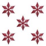 Set Ornamente Brad Crăciun Fulgi Roșii Glitter Plastic 10cm 5 Bucăți, CMCLASS