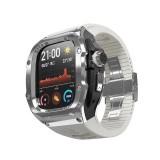 Husa pentru apple watch 4 / 5 / 6 / se (44mm) + curea - shellbox waterproof ip68 - silver