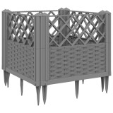 Cumpara ieftin Jardiniera gradina cu tarusi gri deschis, 43,5x43,5x43,5 cm, PP