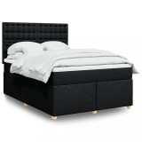 VidaXL Pat box spring cu saltea, negru, 140x200 cm, textil 3291319