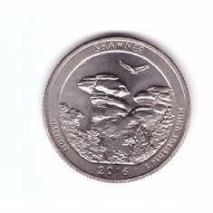 Moneda SUA 25 centi/quarter dollar 2016 D, Shawnee Illinois, stare foarte buna