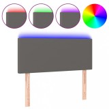 Cumpara ieftin Tablie de pat cu LED, gri, 80x5x78/88 cm, piele ecologica