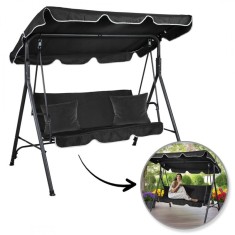 Balansoar gradina acoperit, 3 locuri, maxim 260 kg, perne negre, JollyMag, HO01CZ