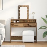 vidaXL Masă de toaletă cu LED, lemn vintage, 100x41x140 cm