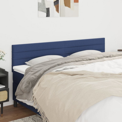 vidaXL Tăblii de pat, 2 buc, albastru, 90x5x78/88 cm, textil foto