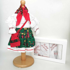 Set Botez Traditional , Costum Traditional Fetite Floral 2 - 2 piese costumas si trusou brodat