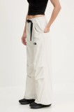 The North Face pantaloni TNF X NSE culoarea bej, lat, high waist, NF0A8BJHQLI1