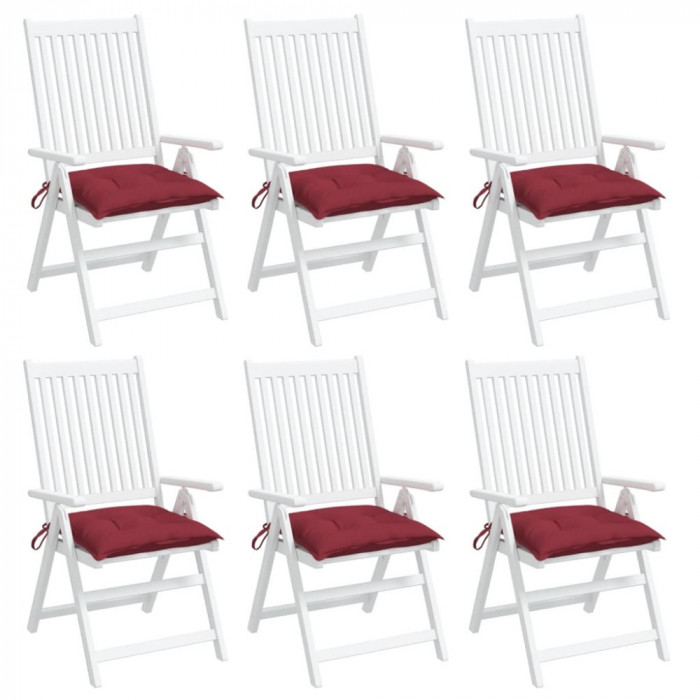 vidaXL Perne de scaun, 6 buc., vin roșu, 50x50x7 cm, textil oxford