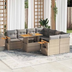 vidaXL Set canapele grădină cu perne 9 piese bej poliratan/lemn acacia 3327580