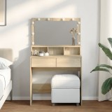 VidaXL Masă de toaletă cu LED, stejar sonoma, 80x41x134,5 cm