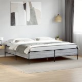 VidaXL Cadru de pat, gri sonoma, 180x200 cm, lemn prelucrat și metal