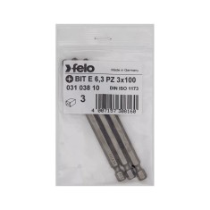 Set 3 biti Felo, seria Industrial profil Pozidrive, E6.3, PZ3, 100mm foto