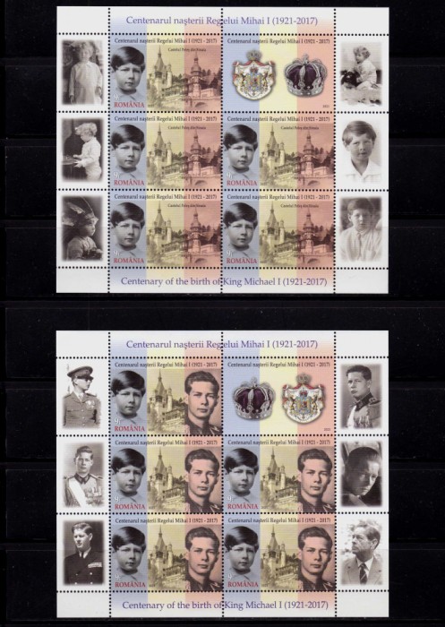 ✅RO 2021, LP 2343 ,&quot;Centenarul n. Regelui Mihai I&quot;,mcoli de 5 marci+1 V+tabs,MNH