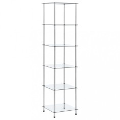 Gossi raft cu 6 niveluri transparent, 40x40x160 cm, sticla securizata