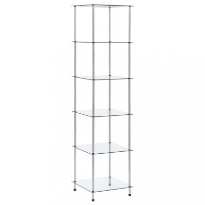 Gossi raft cu 6 niveluri transparent, 40x40x160 cm, sticla securizata foto