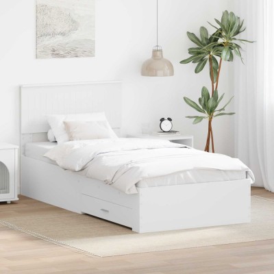 Cadru de pat cu headboard Alb 90 x 200 cm Lemn compozit foto